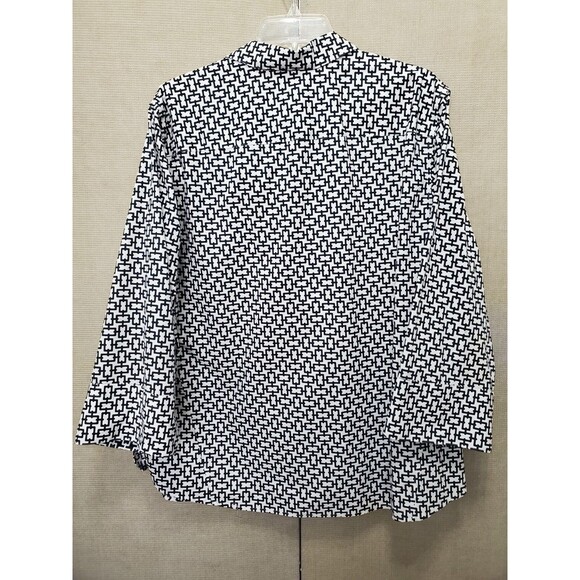 Foxcroft NYC Easy Care Pinpoint Stretch Chain Print Poplin Button-Up Shirt XXL - Picture 3 of 3